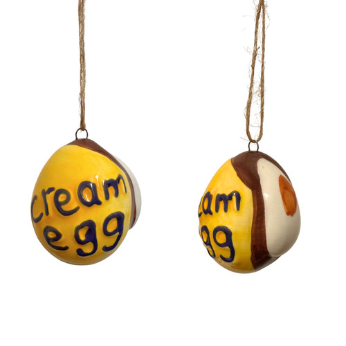 Ceramic cream egg hanging - ceramic,