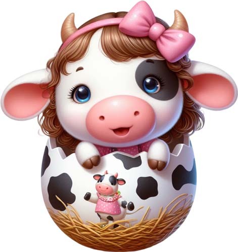 Colour easter cow egg wall - colour, art