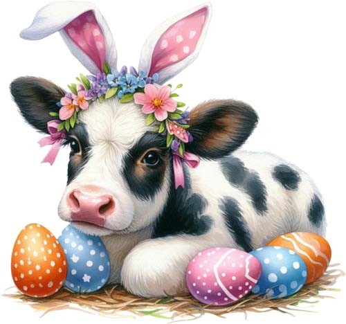 Easter floral cow - cow, wall