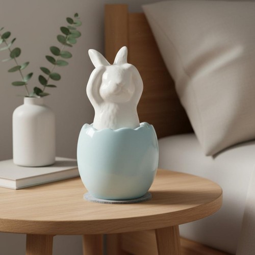 Bunny eggshell statue - bunny,