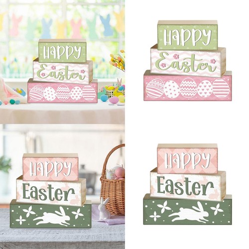 3pcs wooden easter table - easter, block